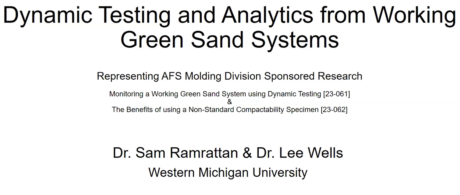 Dynamic Testing and Analytics from Working Green Sand Systems – OnLive